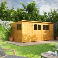 Wickes  Power Sheds 14 x 8ft Double Door Pent Shiplap Dip Treated Sh