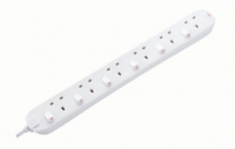 Masterplug 6 Socket Individually Switched Extension Lead - W