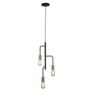 Berri 3 Light Pendant Light - Matt Black and Copper