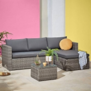 Homebase  Alexandria Grey Rattan Garden Corner Sofa Set