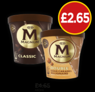 Magnum Classic Ice Cream Tub 440ml 60.2p/100ml, Magnum Doubl