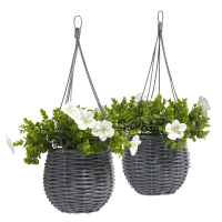 HomeBargains  Jardin: Willow Hanging Basket 2 Pack - Grey