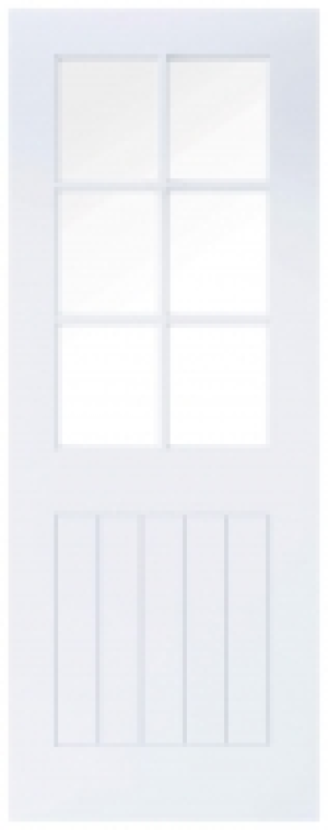 Wickes Geneva Cottage White Primed Glazed Solid Core Door -