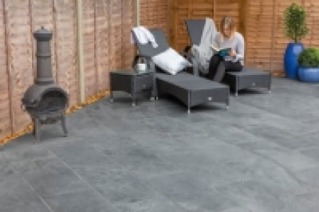 Wickes  Marshalls Casarta Slate Textured Black Paving Slab Mixed Siz