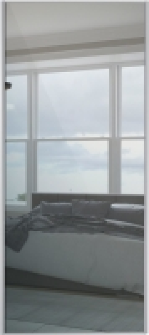 Spacepro Sliding Wardrobe Door Silver Framed Mirror Single P