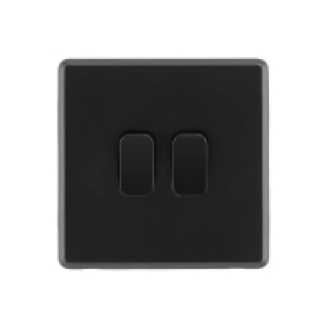 Arlec Rocker 10A 2Gang 2Way Jet Black Double light switch &pound;10.95