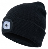 Wickes  Trademate Black Beanie Hat with LED White Light USB Recharga