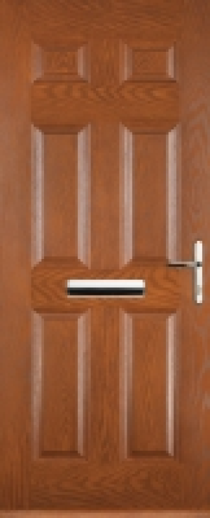Euramax 6 Panel Left Hand Oak Composite Door - 920 x 2100mm