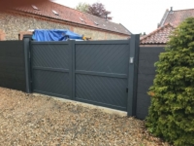 Wickes  Readymade Anthracite Grey Aluminium Diagonal Double Swing Ga