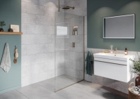 Wickes  Hadleigh 8mm Brushed Nickel Frameless Wetroom Screen with Ce