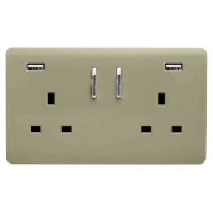 Trendi Switch 2 Gang 13Amp Double Socket and 2 USB Ports - G £14.95