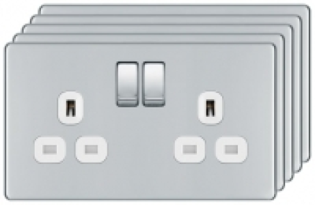 BG 13A Screwless Flat Plate Double Switched Power Socket Dou