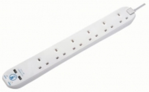 Masterplug 6 Socket Extension Lead With Surge Protection & U