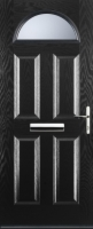 Euramax 4 Panel 1 Arch Left Hand Black Composite Door - 880