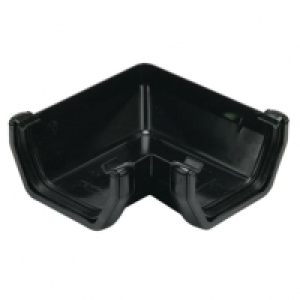 FloPlast 114mm Square Line Gutter Angle 90° - Black