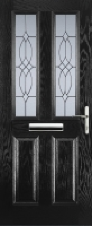 Euramax 2 Panel 2 Square Left Hand Black Composite Door - 88