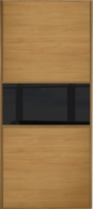 Spacepro Sliding Wardrobe Door Fineline Oak Panel & Black Gl