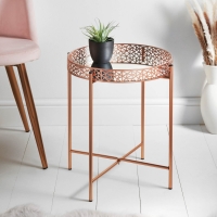 BMStores  Lana Mirrored Tray Table with Removable Tray Top - Rose Gold