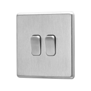 Arlec Fusion 10A 2Gang 2Way Stainless Steel Double light swi
