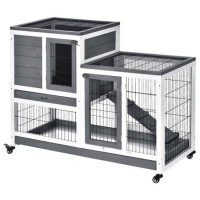 RobertDyas  PawHut Wooden Indoor Elevated Rabbit Hutch w/ Enclosed Run a