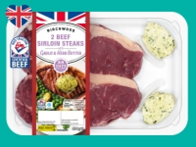 2 Beef 28-Day Matured Sirloin Steaks with Garlic < Herb B