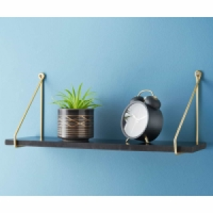 Malvern Shelf with Gold Bracket 80cm - Black