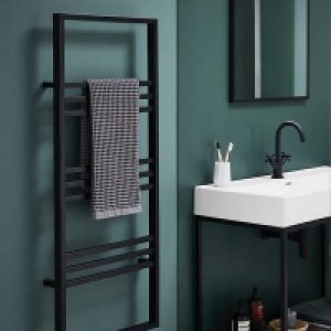 Homebase  Bathstore Noir 1200mm Square Towel Radiator - Black
