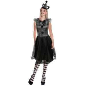 Ladies Halloween Clown Costume - Black Glitter