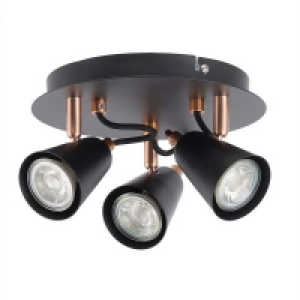 Emma 3 Lamp Spotlight Plate, Black/Copper £40.00