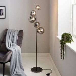 Orb II 5 Light Floor Lamp - Black Chrome Smoke £85.00