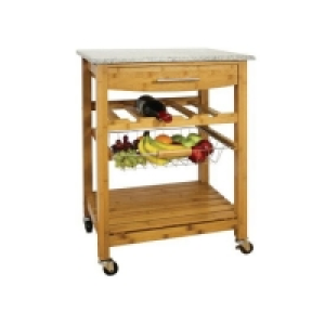 RobertDyas  Robert Dyas Bamboo Kitchen Trolley with Granite Top - Brown