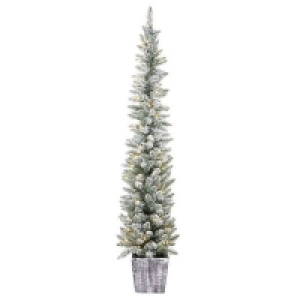 6ft Slim Flocked Pre-lit Potted Christmas Tree £75.00
