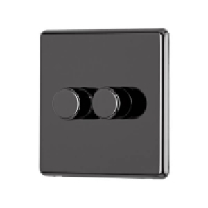Homebase  Arlec Fusion 2 Gang 2 Way Black Nickel Dimmer switch