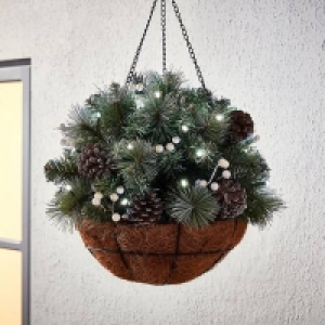 Pre-lit Snowy Christmas Hanging Basket (Battery Operated) £20.00