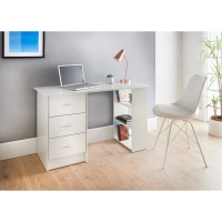 BMStores  Lokken 3 Drawer Desk & Shelves - White