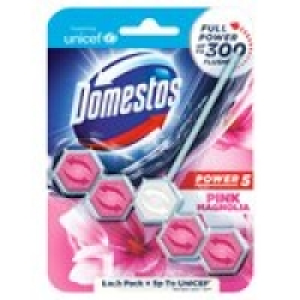 Domestos Power 5 Pink Magnolia Toilet Rim Block 1pc £1.25