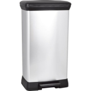 Curver Deco 50L Rectangular Pedal Bin - Silver £39.99
