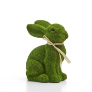 HomeBargains  Spring Time Large Flocked Rabbit - Green