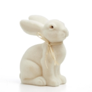 HomeBargains  Spring Time Large Flocked Rabbit - Cream