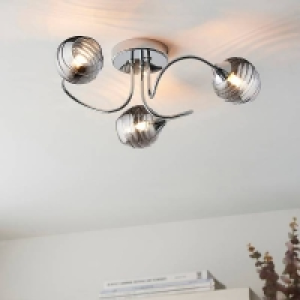 Marple 3 Light Semi Flush Ceiling Light - Chrome & Smoke £45.00