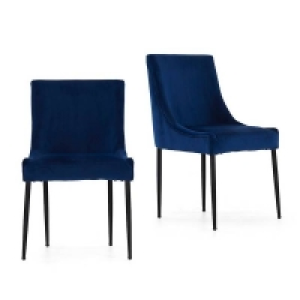 Ava Velvet Dining Chair - Set of 2 - Navy &pound;105.00