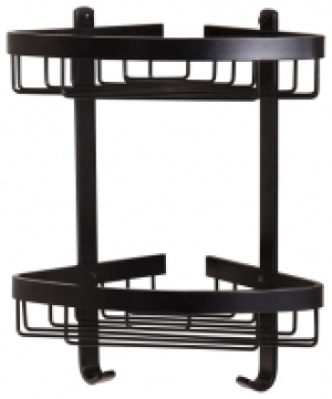 Croydex Large 2 Tier Corner Bathroom Storage Basket - Black