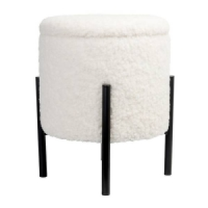 Homebase  Tori Boucle Foot Stool - White