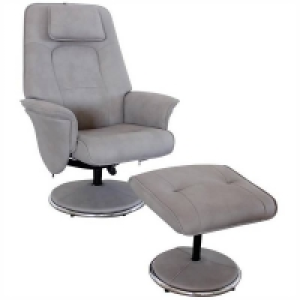 Homebase  Rex Recliner Chair and Footstool - Grey