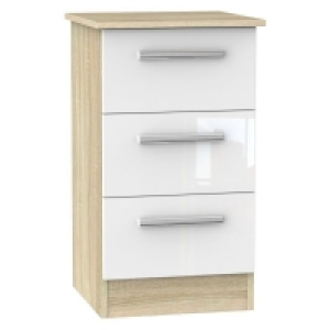 Buxton Slim Bedside Table Natural & White 3 Drawers £129.00