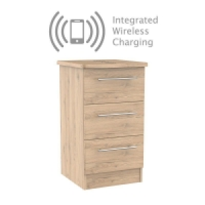 Colby Wireless Charger Slim Bedside Table Natural 3 Drawers £179.00