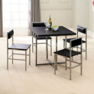 Compact 4 Seater Dining Set Black & Silver With 4 Chairs £189.00