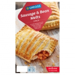 Iceland  Greggs 2 Sausage & Bean Melts 308g