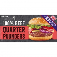 Iceland  Iceland 4 100% British Beef Quarter Pounders 454g