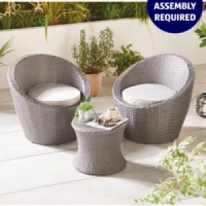 Grey & Cream Rattan Bistro Set